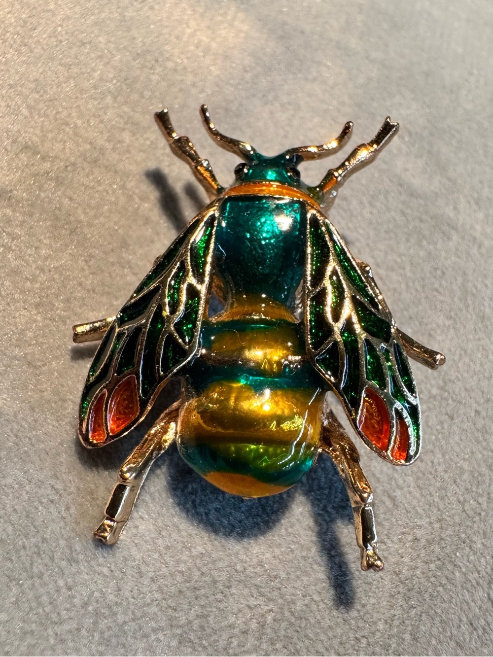 Green and Gold Enamel Bee Brooch